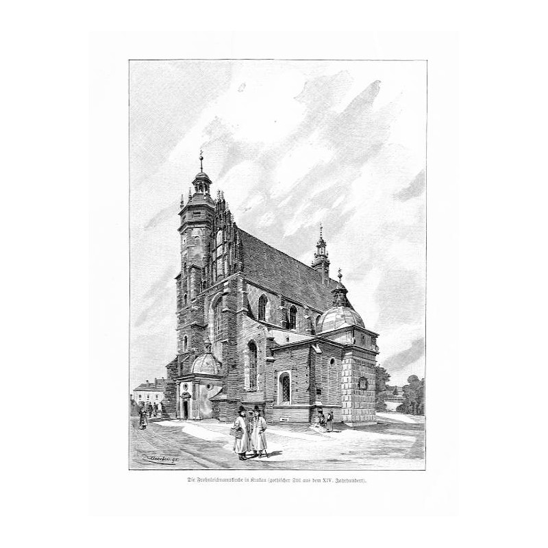 "Die Frohnleichnamskirche in Krakau (gothischer Stil aus dem XIV. Jahrhundert)."