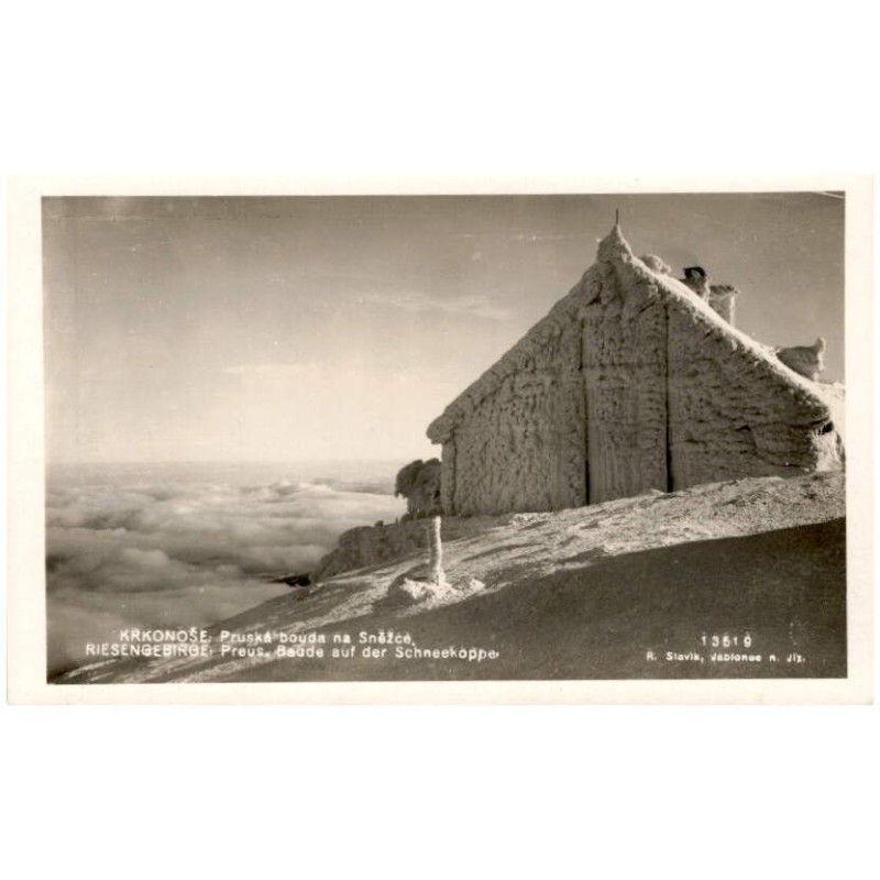 Krkonoše: Pruská bouda na Sněžce. Riesengebirge: Preus. Baude auf der Schneekoppe.
