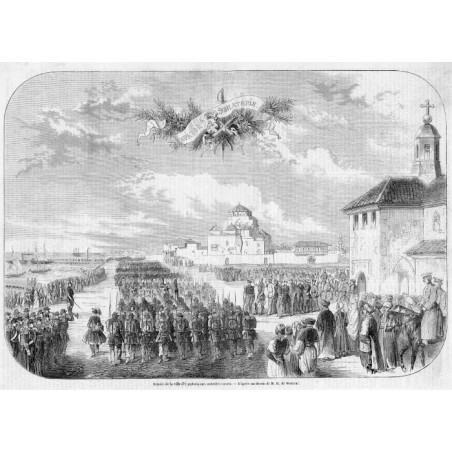 "Remise de la ville d'Eupatoria aux autorités russes. - D'aprés un dessin de M. H. de Montaut."
