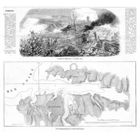 [1] "Coombat de Maglovitz, le 6 janvier 1854." [2] "Plan topographique de la rade de Sébastopol."