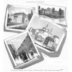 "1) Pałac Radziwiłłów w Berdyczowie. 2) Pałac w Iwankowcach. 3) Ulica Złota w Berdyczowie. 4) Kościół i klasztorna warownia w Be