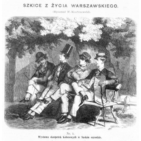 "Nr. 4. Wystawa skarpetek kolorowych w Saskim ogrodzie."