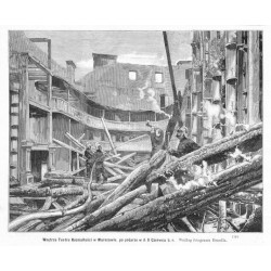 "Wnętrze Teatru Rozmaitości w Warszawie, po pożarze w d. 11 Czerwca b. r. Według fotogramu Brandla. 1190"