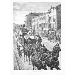 Korso warszawskie. Rysunek Ksawerego Pillatego, rytowano w drzeworytni "Kłosów" Edward Nicz 7167 / "KORSO WARSZAWSKIE. Rysunek K