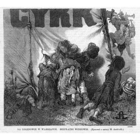Na Ujazdowie w Warszawie. Bezpłatni widzowie / "NA UJAZDOWIE W WARSZAWIE. BEZPŁATNI WIDZOWIE. (Rysował z natury M. Andriolli.) (