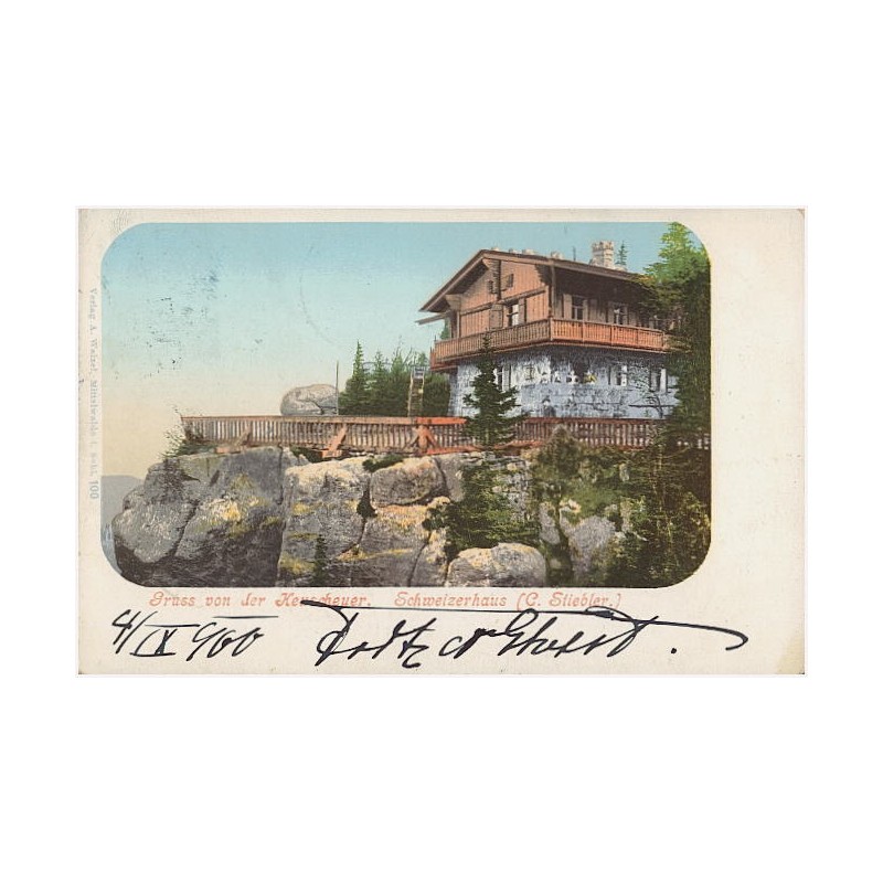 Gruss von der Heuscheuer. Schweizerhaus (C. Stiebler.)