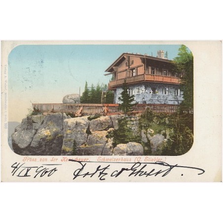 Gruss von der Heuscheuer. Schweizerhaus (C. Stiebler.)