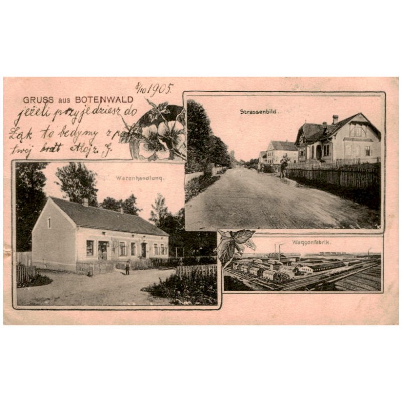 Gruss aus Botenwald. Strassenbild. Warenhandlung. Waggonfabrik.