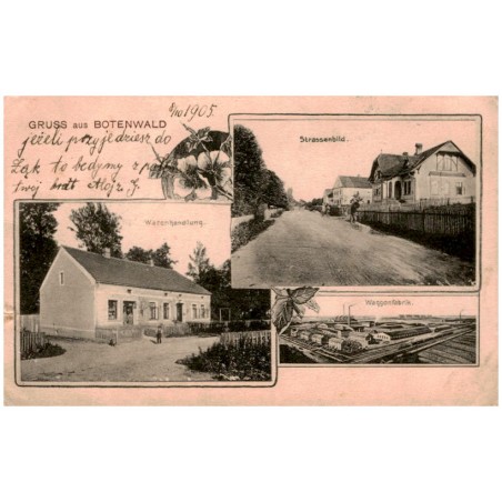 Gruss aus Botenwald. Strassenbild. Warenhandlung. Waggonfabrik.