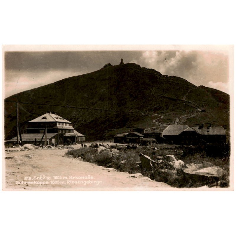 219. Sněžka 1605 m. Krkonoše, Schneekoppe 1605 m. Riesengebirge. / Rewers: Diese Karte ist in den Koppenbaude gekauft.