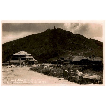 219. Sněžka 1605 m. Krkonoše, Schneekoppe 1605 m. Riesengebirge. / Rewers: Diese Karte ist in den Koppenbaude gekauft.