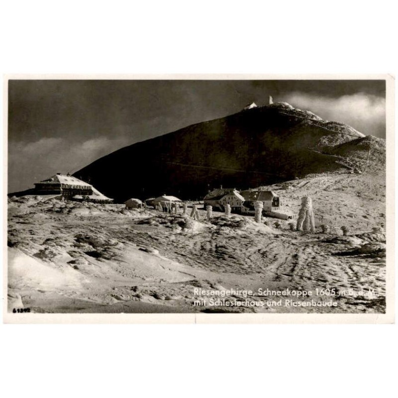 Riesengebirge, Schneekoppe 1605 m ü. d. M. mit Schlesierhaus und Riesenbaude 61392