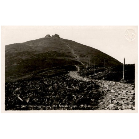 944 Riesengebirge. Die Schneekoppe 1605 m. von Osten gesehen / Rewers: Nur auf der Koppe hohen Warte [...]