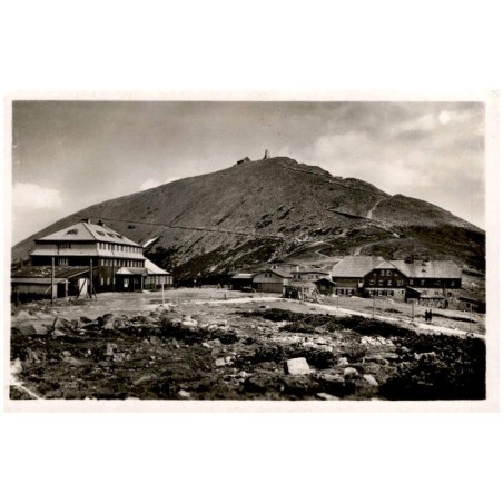 Riesengebirge - Schneekoppe mit Schlesierhaus u. Riesenbaude. Lichtbild v. Karl Streer