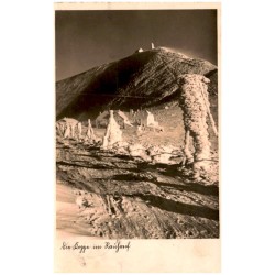 Die Koppe im Rauhreif / Rewers: Riesengebirge Das Koppenmassiv 1605 m mit der Riesenbaude