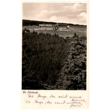 Die Peterbaude / Rewers: Riesengebirge. Fernblick vom Spindlerpaß nach der Peterbaude (1288 m).