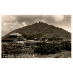 Riesengebirge, Schneekoppe 1605 m ü. d. M. m. Schlesierhaus u. Riesenbaude 36220