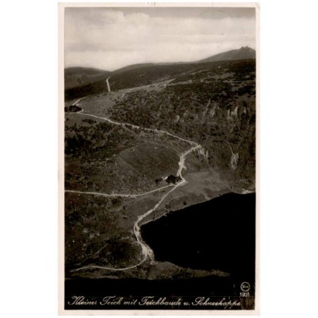 Kleiner Teich mit Teichbaude u. Schneekoppe Silesia 1901 / Rewers: Riesengebirge. Kleiner Teich mit Teichbaude, Hampelbaude u. S
