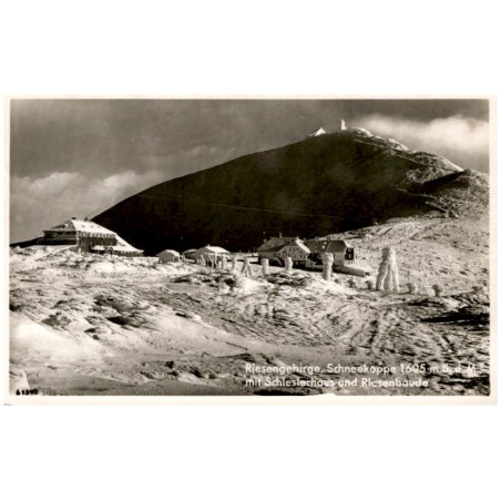 Riesengebirge, Schneekoppe 1605 m ü. d. M. mit Schlesierhaus und Riesenbaude 61392