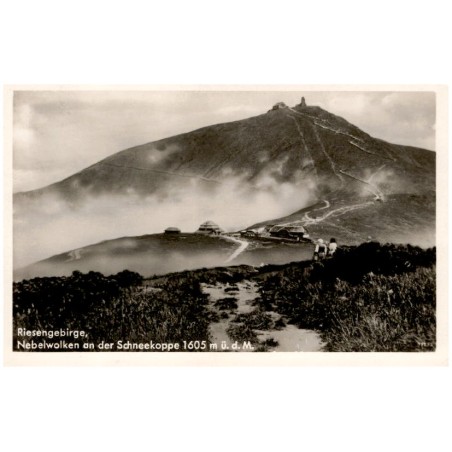 Riesengebirge, Nebelwolken an der Schneekoppe 1605 m ü. d. M. 71211 / Rewers: Riesengebirge. Schneekoppe 1605 m ü. d. M. mit Sch