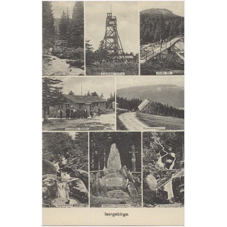 Isergebirge. Kleine Iser. Tafelfichte, 1122 m. Grosse Iser. Tafelfichte, Baude. Kammhäuserweg. Hegebachfall. Theodor - Körnerste
