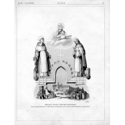 "Święty Jacek i Święta Salomea. Kopia z rysunku pamiątkowego Fr. Paszkowskiego, przeznaczonego na rzecz odbudowy świątyń Krakows