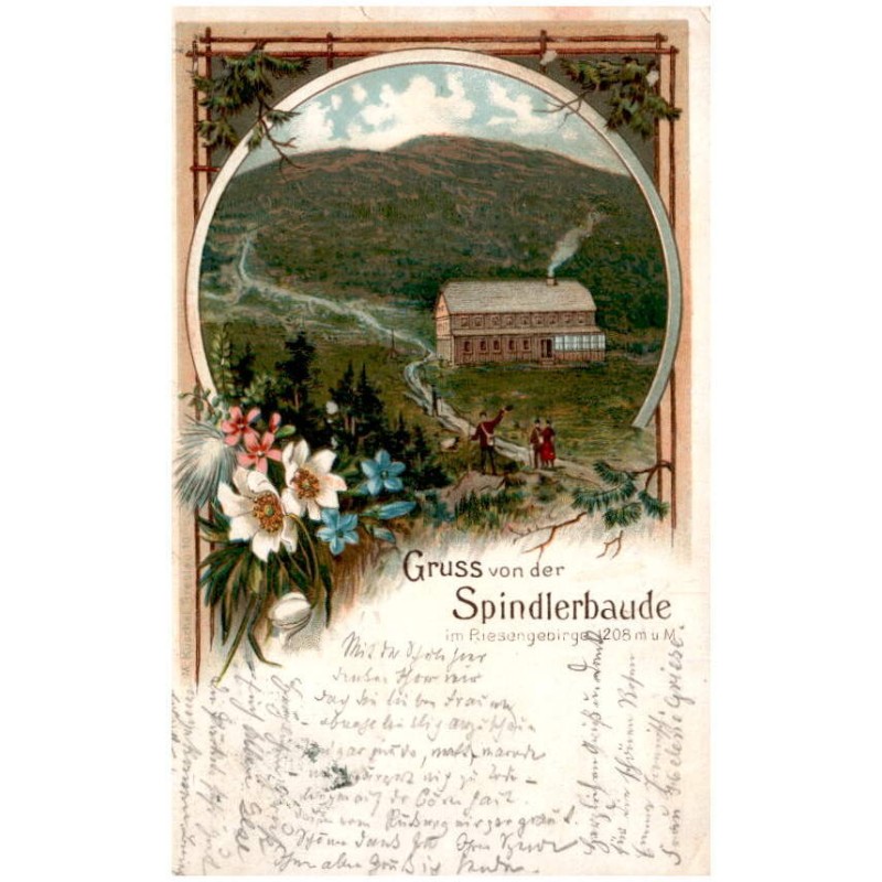 Gruss von der Spindlerbaude im Riesengebirge 1208 m ü. M.