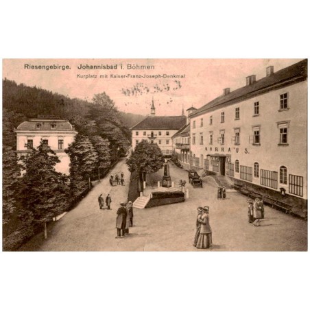 Riesengebirge. Johannisbad i. Böhmen. Kurhaus mit Kaiser-Franz-Joseph-Denkmal