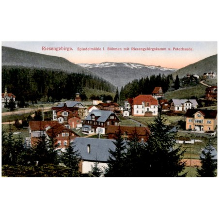 Riesengebirge. Spindelmühle i. Böhmen mit Riesengebirgskamm u. Peterbaude.