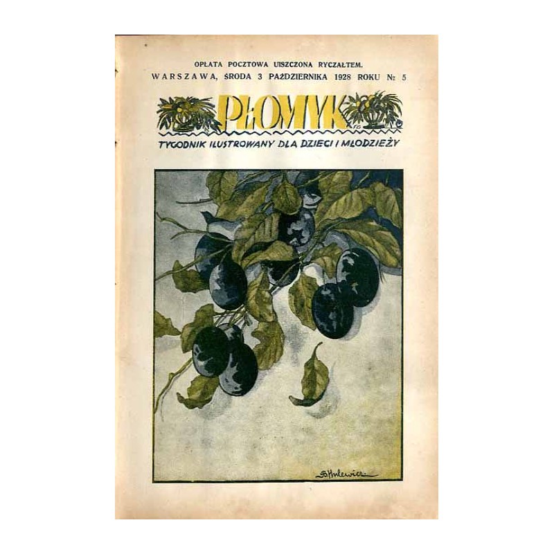 Płomyk. Tygodnik ilustrowany dla dzieci i młodzieży. R.13 (1928). Nr 5 (3 października 1928) / B. Hulewicz