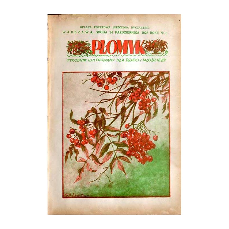 Płomyk. Tygodnik ilustrowany dla dzieci i młodzieży. R.13 (1928). Nr 8 (24 października 1928) / B. Hulewicz