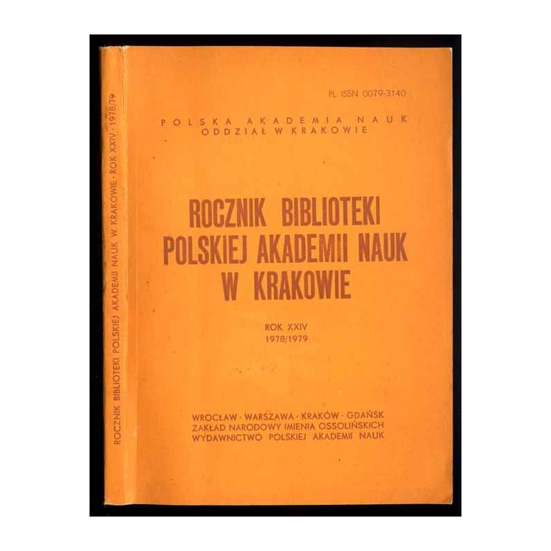 Rocznik Biblioteki Polskiej Akademii Nauk w Krakowie. R. 24 (1978/1979)