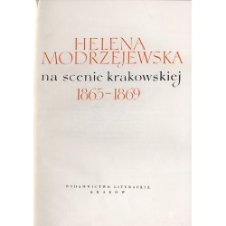 Helena Modrzejewska na scenie krakowskiej 1865-1869