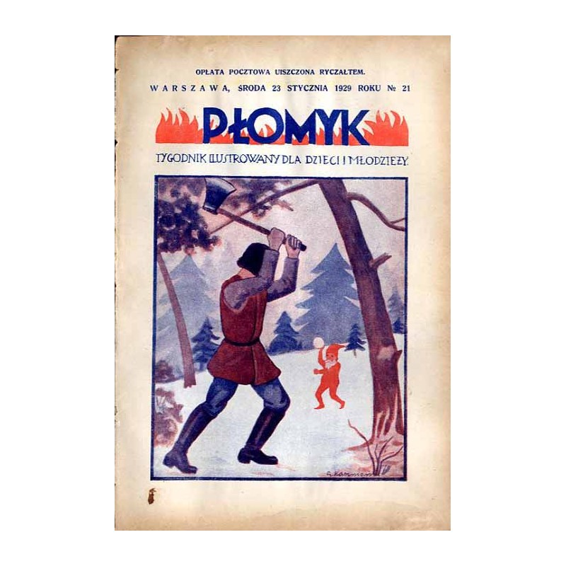 Płomyk. Tygodnik ilustrowany dla dzieci i młodzieży. R. 13 (1929). Nr 21 (23 stycznia 1929) / C. Kaczmarczyk krasnoludek