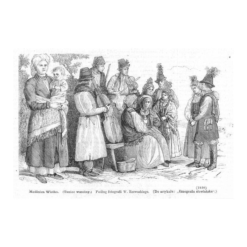 "Modlnica Wielka. (Taniec weselny.) Podług fotografii W. Rzewuskiego. (Do artykułu "Etnografia słowiańska".) (1930)"
