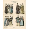 "1205. Zur Geschichte der Kostüme. Hundertzwölfter Bogen. Holland, Böhmen, Spanien, England, Frankreich, Polen. XVI.-XVII. Jahrh
