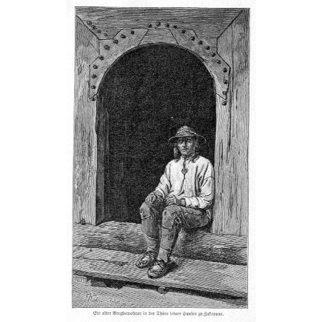 "Ein alter Bergbewohner in der Thüre seines Hauses zu Zakopane."
