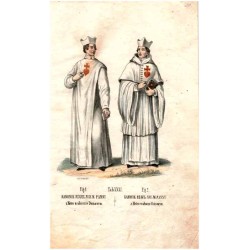 "Tab: XXXI. Fig: 1. KANONIK REGUL: NAY: M: PANNY z Metro w ubiorze Domowym. Fig 2. KANONIK REGUL: NAY: M: PANNY z Metro w ubiorz