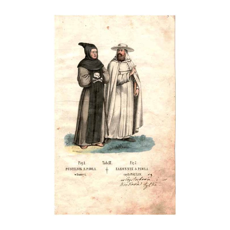 "Tab. III. Fig. 1. PUSTELNIK S. PAWŁA. w Francyi. Fig 2. ZAKONNIK S. PAWŁA. czyli PAULIN."