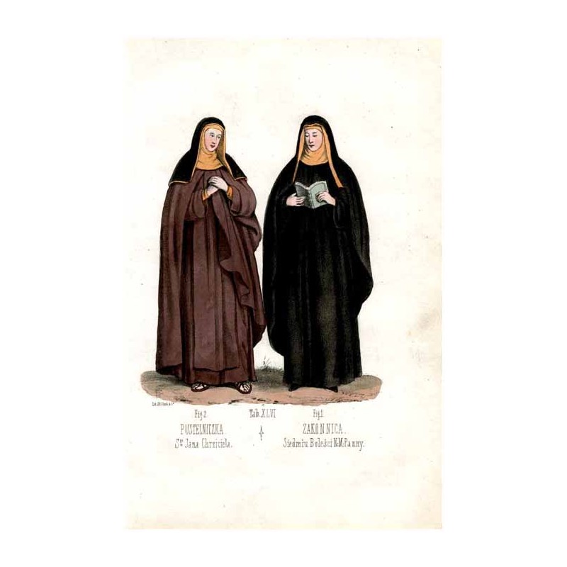 "Tab: XLVI. Fig: 1. ZAKONNICA. Siedmiu Boleści N: M: Panny. Fig: 2. PUSTELNICZKA. SgoJana Chrziciela"