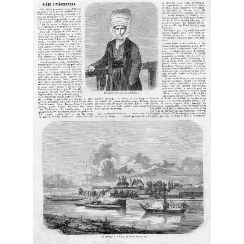 [1] Mieszczanka z Dawidgródka [2] Widok Pińska ze strony południowej [3] Mieszczanka z Petrykowa [4] Kościół w Ochowie pod Pi