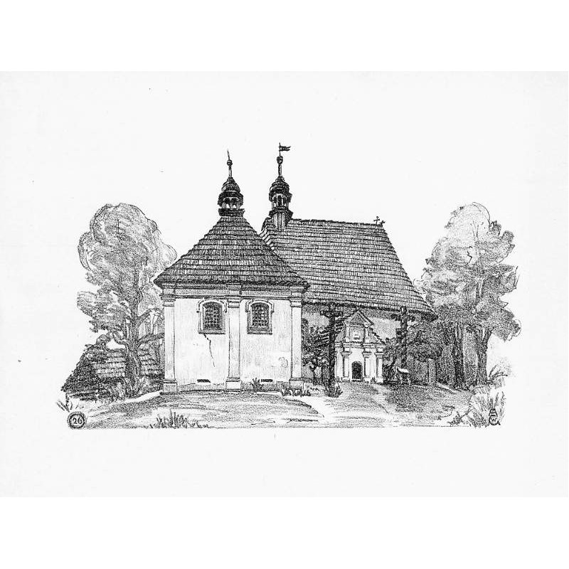 Tabl. 26. Kościół w Sadowie, pow. lubliniecki, murowany o charakterystycznym dachu / "TABL. 26. KOŚCIÓŁ W SADOWIE, POW. LUBLINIE