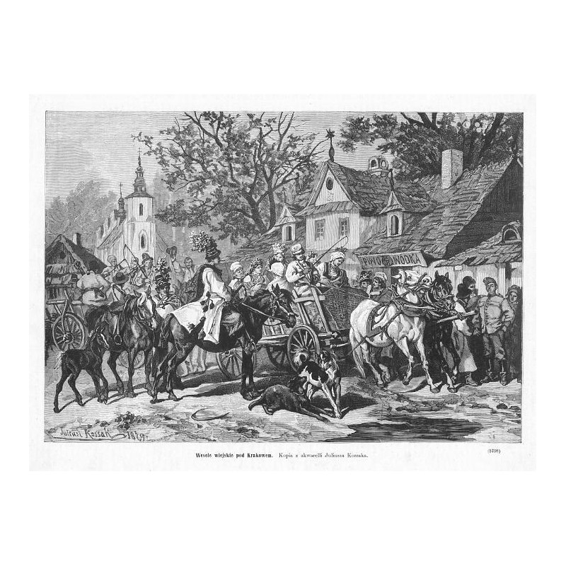 "Wesele wiejskie pod Krakowem. Kopia z akwareli Juliusza Kossaka. (5708)"