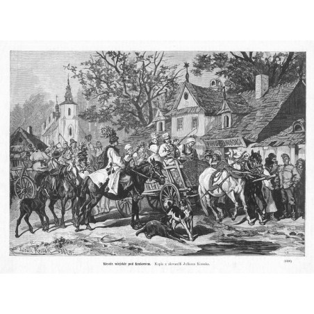 "Wesele wiejskie pod Krakowem. Kopia z akwareli Juliusza Kossaka. (5708)"