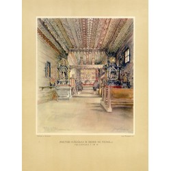 Wnętrze kościółka w Dębnie na Podhalu. Polichromia z XVI w. / "WNĘTRZE KOŚCIÓŁKA W DĘBNIE NA PODHALU. POLICHROMIA Z XVI W."