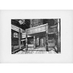 Tabl. 24. Z wnętrza kościółka w Łagiewnikach Wielkich (tabl. 22). Słupy podpierające strop najstarsze - słupy pod chórem później