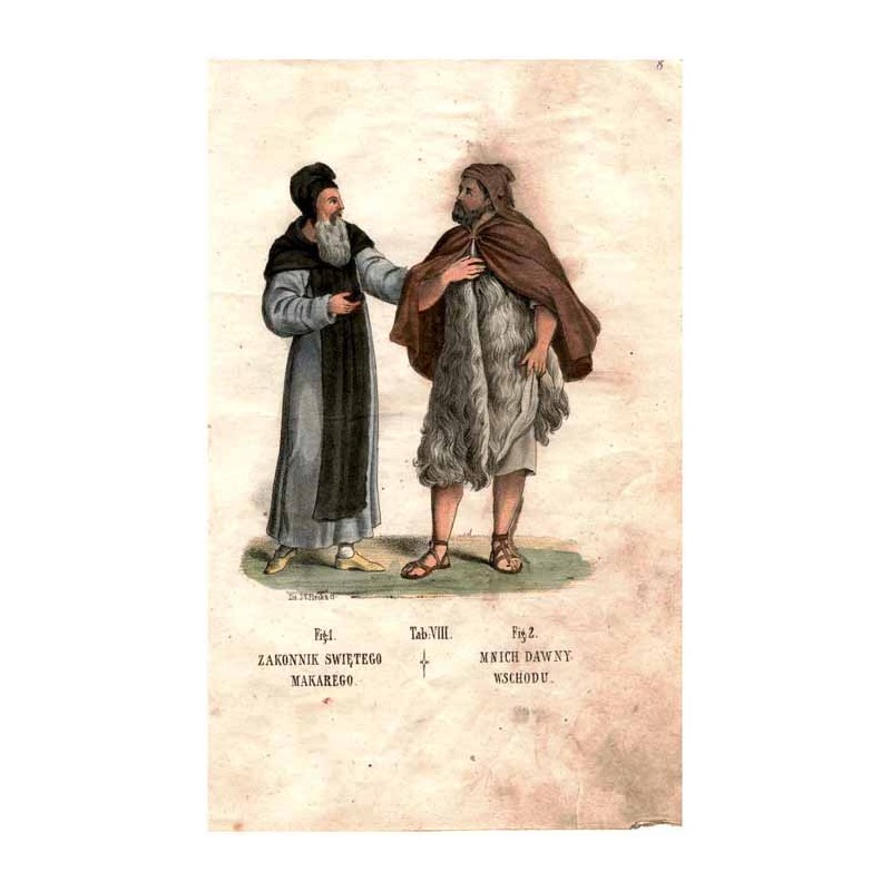 "Tab: VIII. Fig: 1. ZAKONNIK SWIĘTEGO MAKAREGO. Fig: 2. MNICH DAWNY WSCHODU."