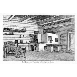 "Das Innere einer Bauernhütte in Radziszów bei Krakau."