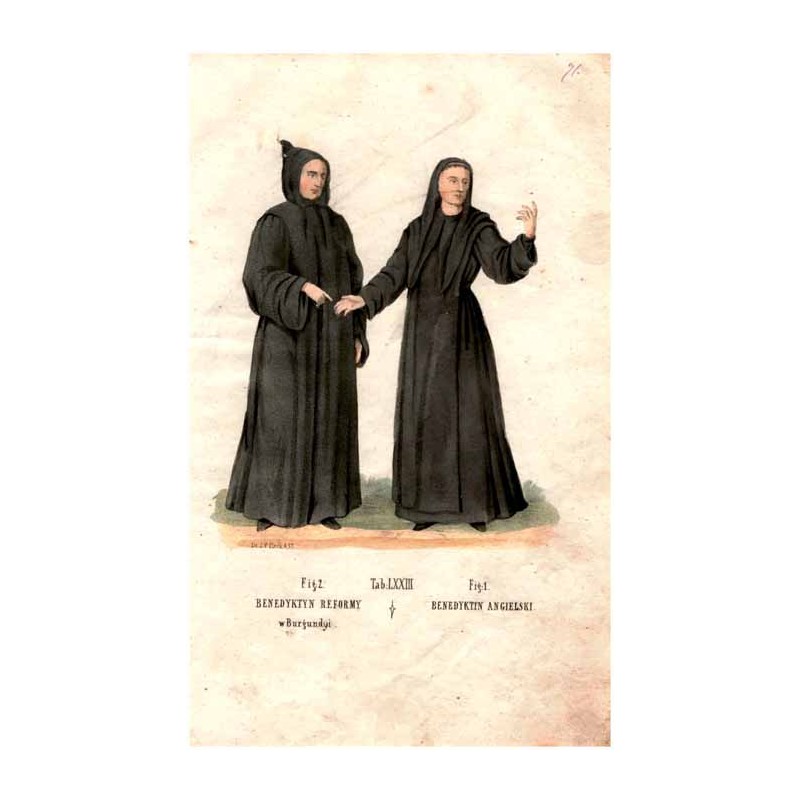 "Tab: LXXIII. Fig: 1. BENEDYKTYN ANGIELSKI. Fig: 2. BENEDYKTYN REFORMY w Burgundyi."