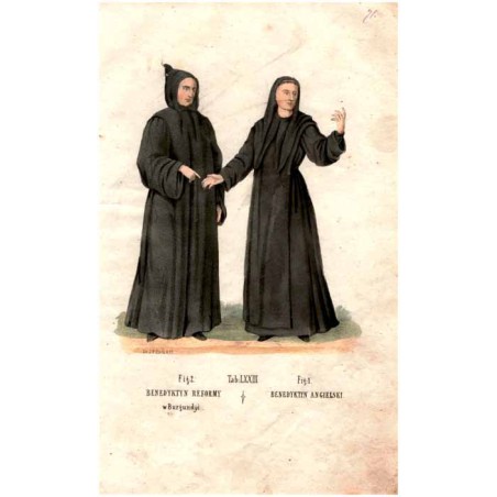 "Tab: LXXIII. Fig: 1. BENEDYKTYN ANGIELSKI. Fig: 2. BENEDYKTYN REFORMY w Burgundyi."